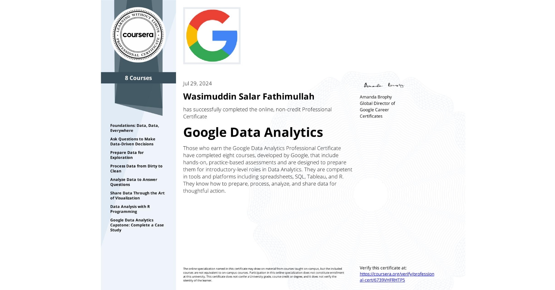 Google Data Analytics Badge